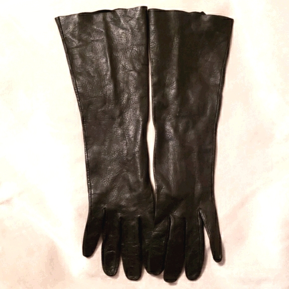 LEATHER GLOVES LONG BLACK NO TAGS - Picture 2 of 8
